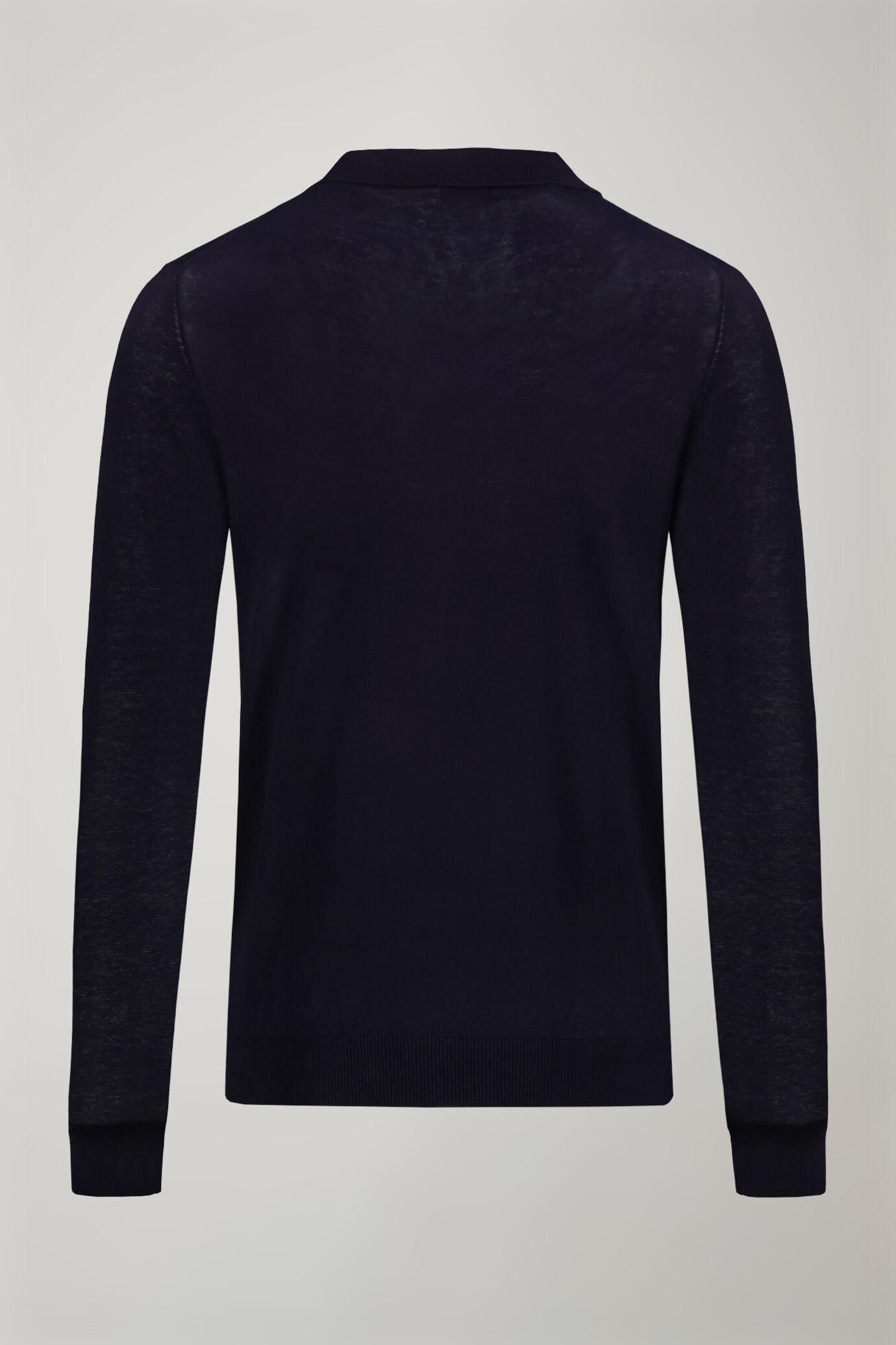 Herren-Poloshirt mit V-Ausschnitt aus 100 % Baumwollstrick und langen Ärmeln in normaler Passform image number 5